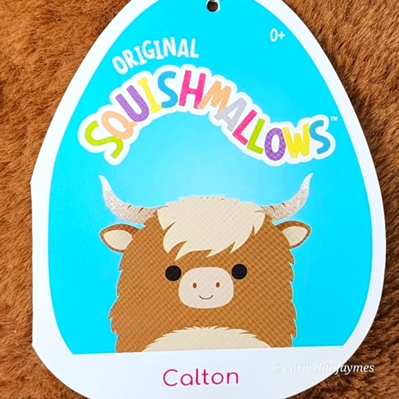 CALTON 🐂 Brown Fuzzy Highland Cow Original Squishmallow By Kellytoy ☆ NWT ☆ - Picture 3 of 9